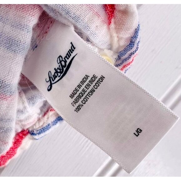 Lucky Brand Womens Button-Down Shirt Size Large Multi-Color Striped Gauze Soft - Picture 3 of 5